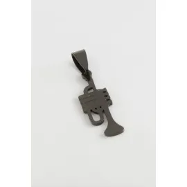 Trompet Çelik Kolye Ucu 3 Cm-Siyah