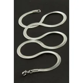 İtalyan Zincir Çelik Kolye 45 Cm-Gümüş Rengi