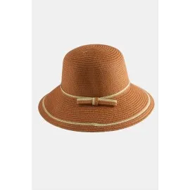 Fiyonglu Hasır Şapka-Kiremit