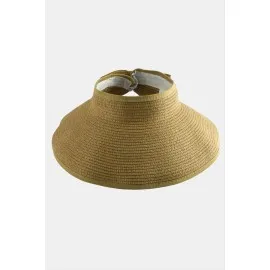 Cırtcırtlı Hasır Plaj Şapkası-Kahverengi