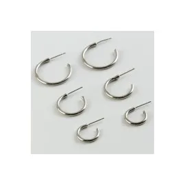 6Lı Kalın Boş Halka-Gümüş Rengi