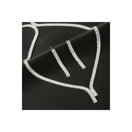 Tamtur Baget Taşlı Lüks Set Kolye 4 Mm-Gümüş Rengi