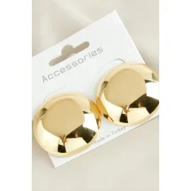 Yuvarlak Yeni Sezon Metal Küpe-Sarı