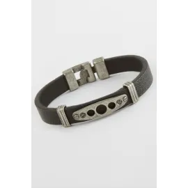 Noktalı Kaliteli Suni Deri Bileklik-Siyah