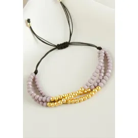 Top Metal Üçlü Kristal Bileklik-Açık Mor