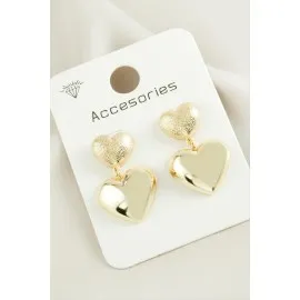 Kalp Trend Metal Küpe-Sarı