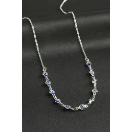 Nazarlı Mineli Kolye-Mavi