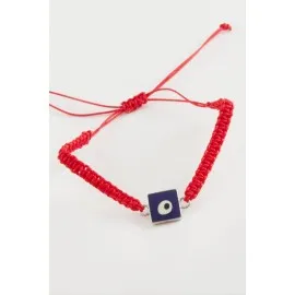 Kare Nazar Makrome Örgülü Bileklik-Renkli