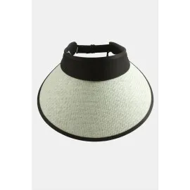 Kasketli Hasır Plaj Şapkası-Beyaz