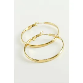 Lüks Çelik Halka Küpe 3,8 cm-Sarı