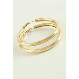 Simli Boru Halka Küpe 5,5 Cm-Sarı