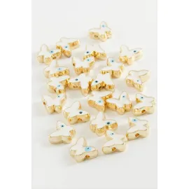 Kelebek Mineli Bileklik ve Kolye Ucu Aparatı 1 Adet-Beyaz