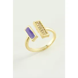 Dikdörtgen Taşlı Mineli Eklem Yüzük-Gümüş Rengi