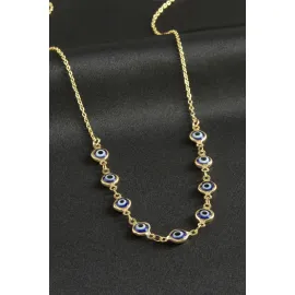 Nazarlı Mineli Kolye-Mavi