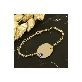 Yuvarlak İsim Yazılabilir Boş Plaka Bileklik-Sarı