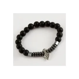 Hematit Mat Onix Doğaltaş Bileklik-Siyah