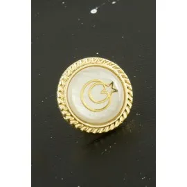 Ay Yıldız Sedef Yaka Rozet-Sarı