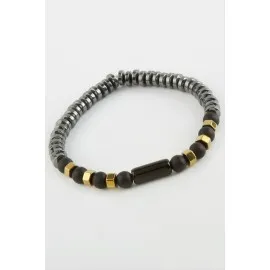 Hematit Onix Doğaltaş Bileklik-Antrasit