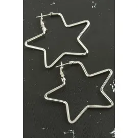 Yıldız Trend Küpe 6 Cm-Gümüş Rengi