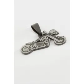 Motor Kuru Kafa Çelik Kolye Ucu 3 Cm-Siyah