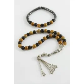 2li Jasper Doğal Taş Bileklik Tesbih Set-Kahverengi