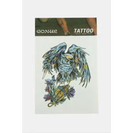 Baykuş Tattoo Dövme Sticker-Mavi