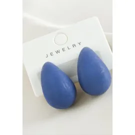 Damla Plastik Küpe-Mavi