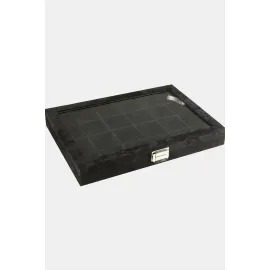 24 Bölmeli Cam Kapaklı Anfora Kumaş Sunum Tablosu 24X34 cm-Siyah