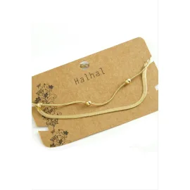 İtalyan Zincirli Lüks Çelik Halhal-Sarı