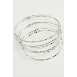 Noktalı Metal Halka Küpe 6 Adet-Gümüş Rengi