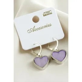 Kalp Polyester Küpe-Lila