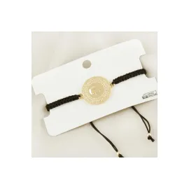 Yarım Altın Örgülü Bileklik-Siyah