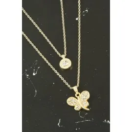 Kelebek Yeni Sezon İkili Kolye-Sarı