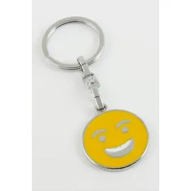 Gülen Yüz Emoji Metal Anahtarlık-Sarı