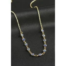 Nazarlı Mineli Kolye-Mavi