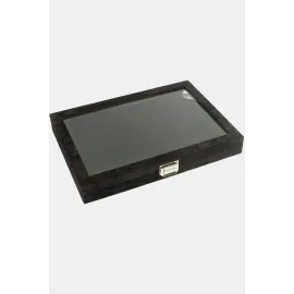 Cam Kapaklı Anfora Kumaş Küpe Standı 24X34 cm-Siyah