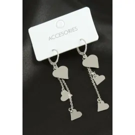 Kalp Sallantılı Trend Metal Küpe-Gümüş Rengi