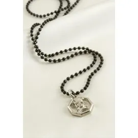 Kuru Kafa Top Zincirli Erkek Kolye-Siyah