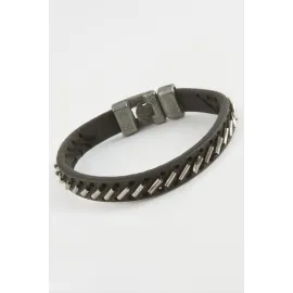 Kaliteli Suni Deri Bileklik-Siyah