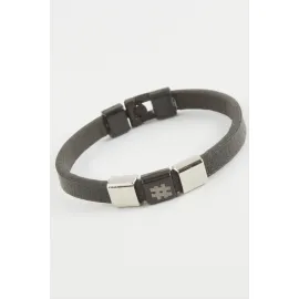 Kare Kaliteli Suni Deri Bileklik-Siyah