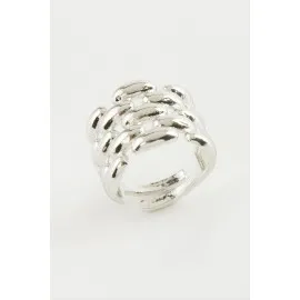 Zincir Şekilli Metal Yüzük-Gümüş Rengi