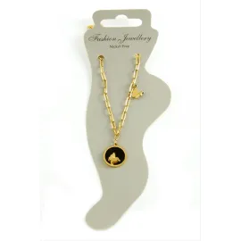 Kelebek Sedef Lüks Çelik Halhal-Sarı