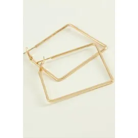 Kare Halka Küpe 4 Cm-Sarı