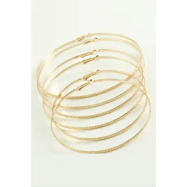 Zikzak Desenli Metal Halka Küpe 6 Adet-Sarı