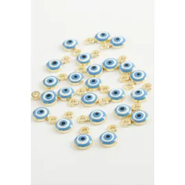 Nazar Tek Kulp Mineli Bileklik ve Kolye Ucu Aparatı 1 Adet-Mavi