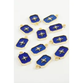 Yıldız Tek Kulp Mineli Bileklik ve Kolye Ucu Aparatı 1 Adet-Lacivert