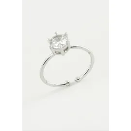 Zirkon Tektaşlı Yüzük-Gümüş Rengi