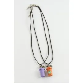 İçecek Arkadaşlık Kolyeleri Çift Kolye-Mor