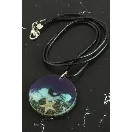 Deniz Yıldızı Epoksi Kolye-Mor