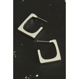 Kare Yeni Sezon Metal Küpe-Gümüş Rengi